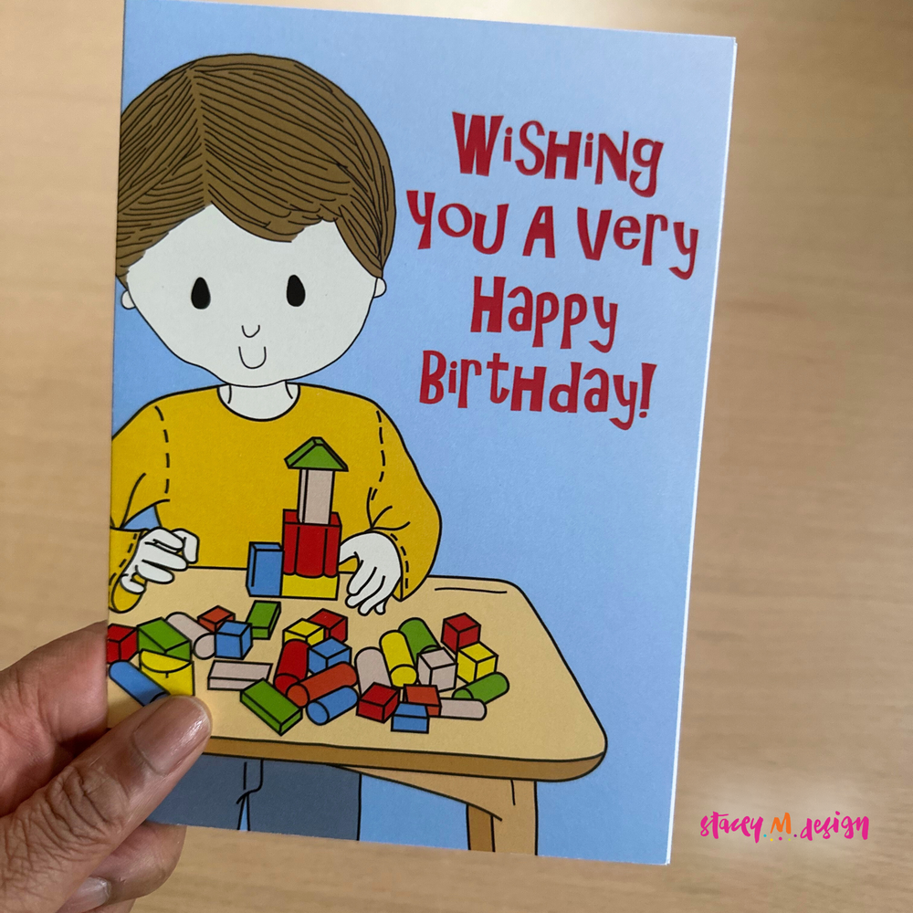 Boy and Blocks | Birthday Card - CLOSEOUT SALE