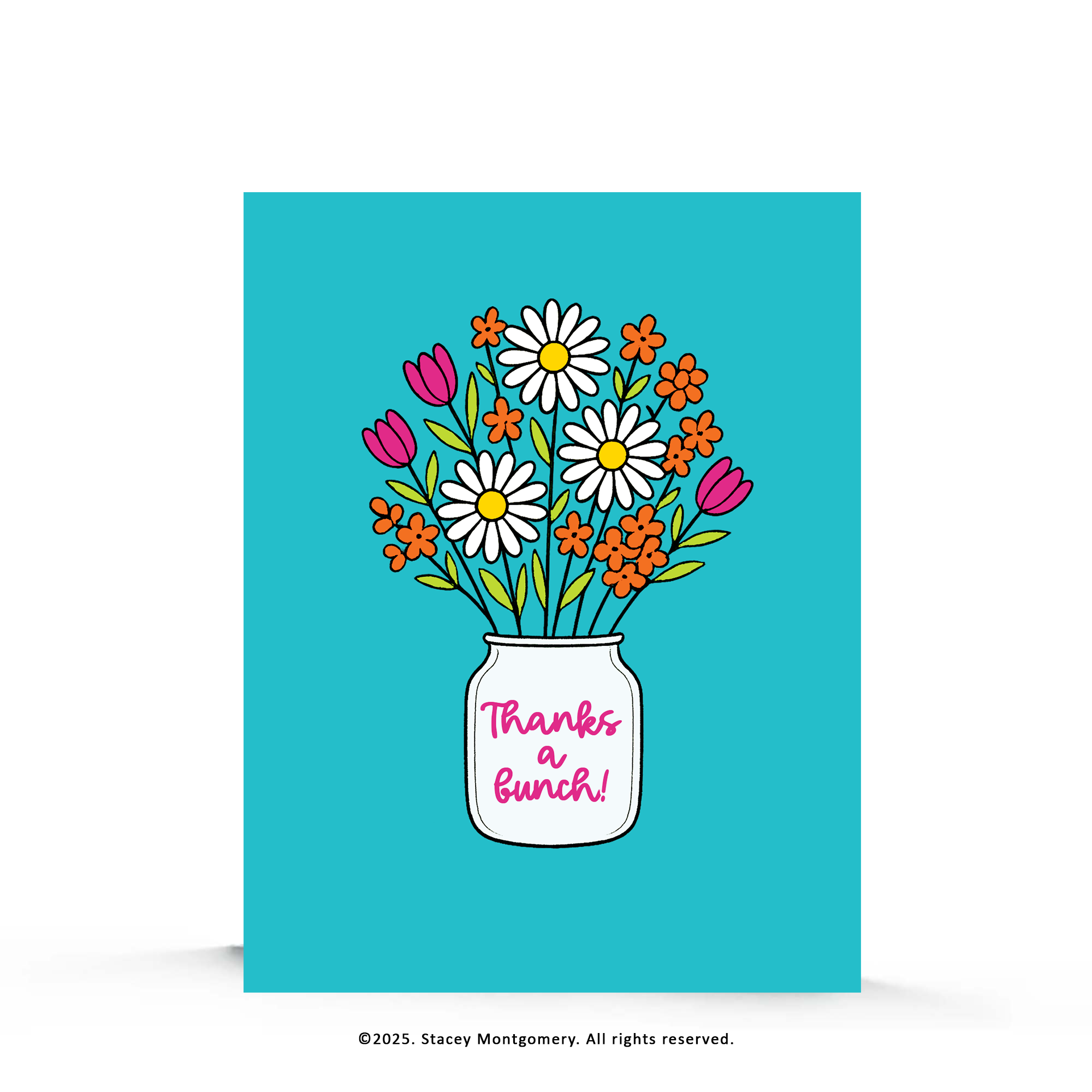☀️ Thanks a Bunch Flower Bouquet Thank You Card