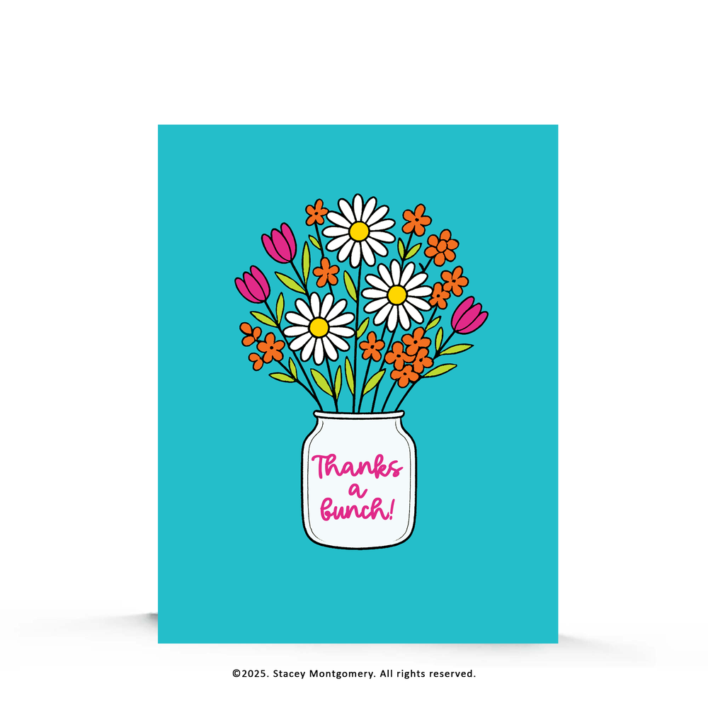 ☀️ Thanks a Bunch Flower Bouquet Thank You Card