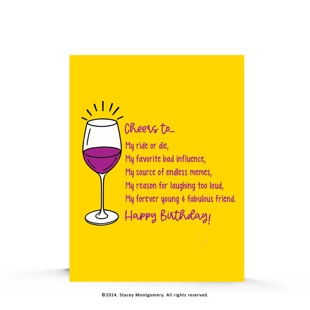 ☀️ Ride or Die – Birthday Greeting Card for Friends