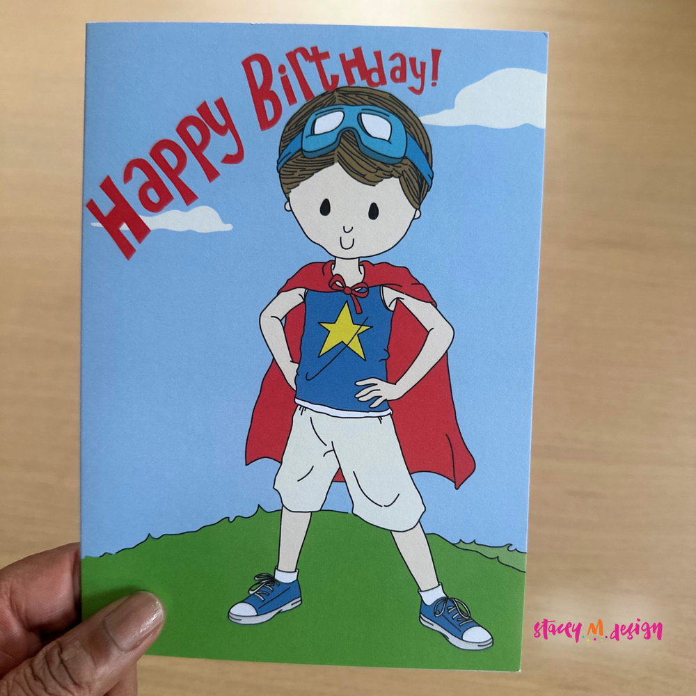 Boy in a Cape | Birthday Card - CLOSEOUT SALE