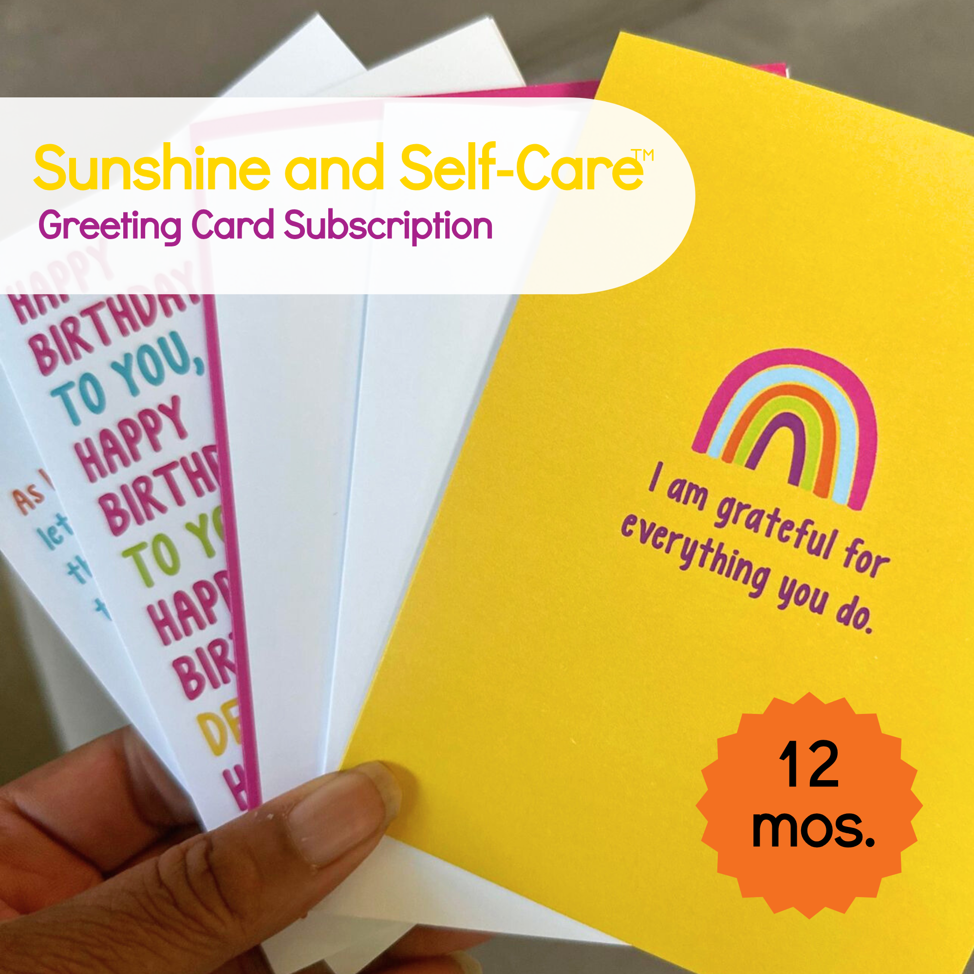 ☀️ Sunshine and Self-Care Monthly Greeting Card Subscription- 12 month option