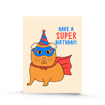 Super Guinea Pig Birthday Card | Superhero Birthday Card for Kids